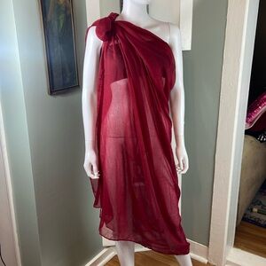Sheer Red Scarf Beach Coverup Sarong
